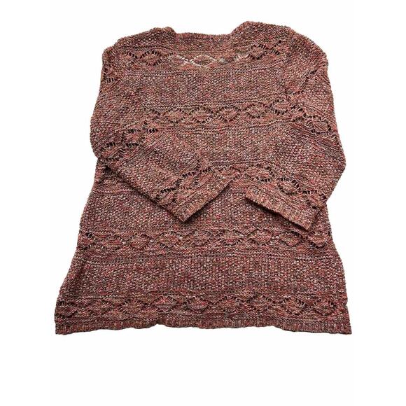 Soft Surrounding Sweater burnt orange/brick red knited 3/4 sleeve L - Picture 4 of 7